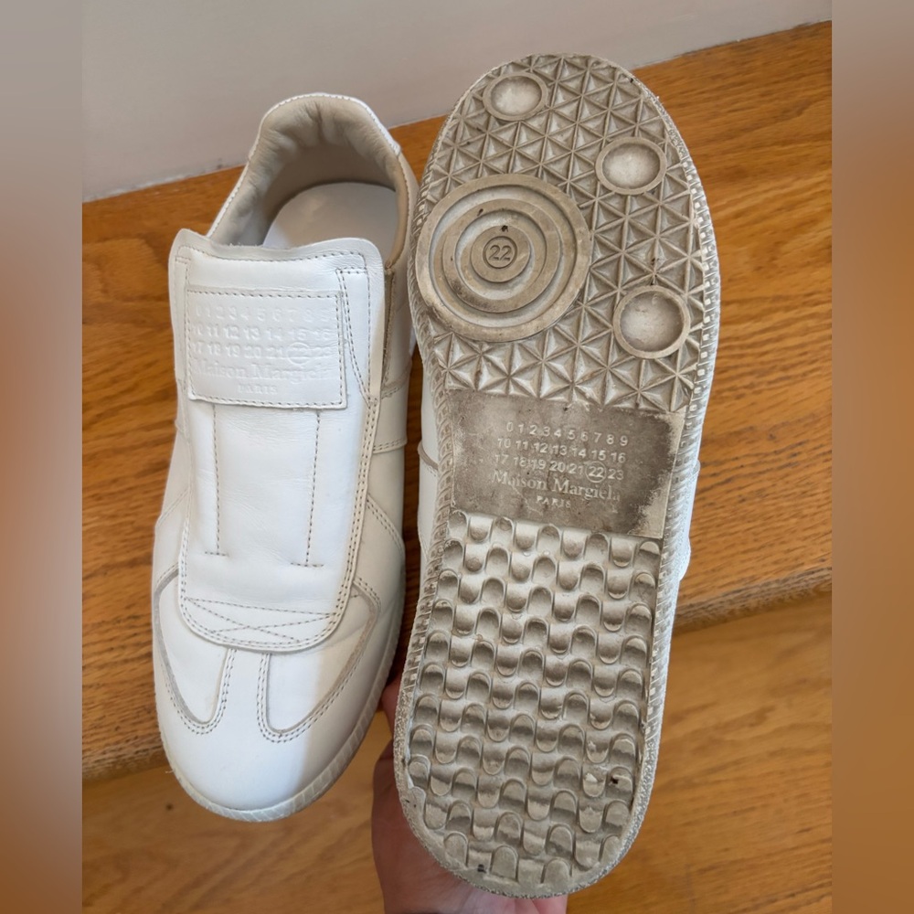 Maison Margiela Paris White Leather Sneakers. Slip-on. Made in Italy. Euro 37. - Picture 8 of 8